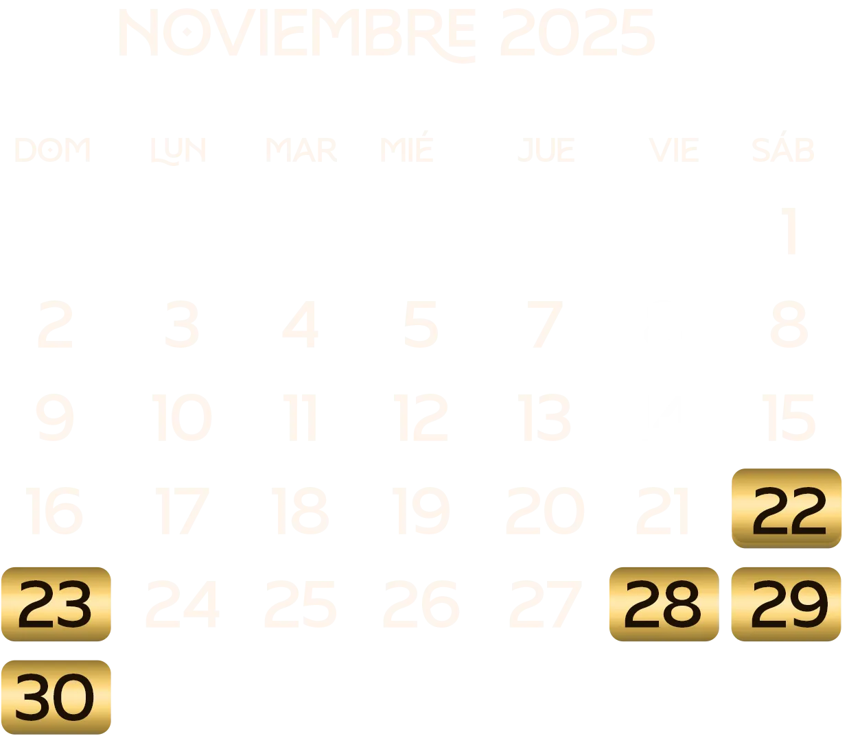 Calendario Noviembre 2025